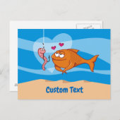 Vis en aas in liefde Briefkaart (Voorkant / Achterkant)