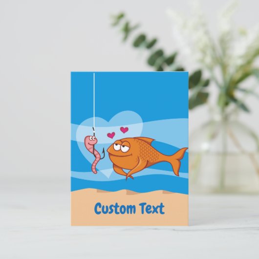 Vis en aas in liefde Briefkaart (Staand voorkant)