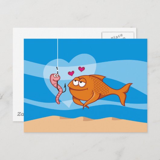 Vis en aas in liefde briefkaart (Voorkant / Achterkant)