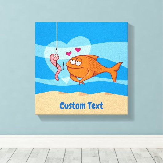 Vis en aas in liefde Canvas Print (Insitu (Houten vloer))