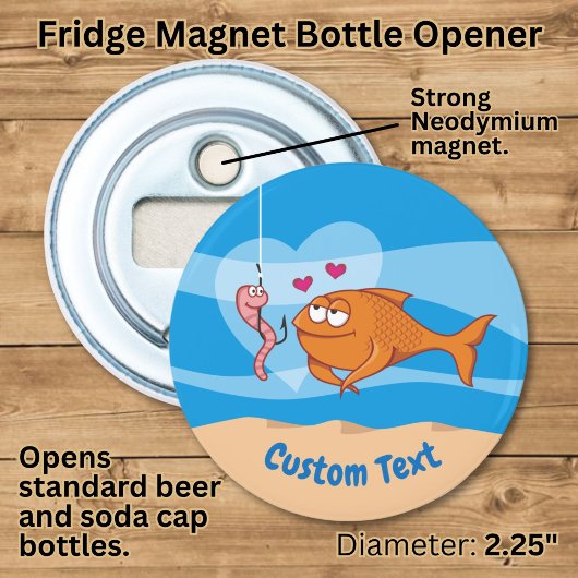 Vis en Aas in Liefde Flesopener Button Flesopener