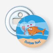Vis en Aas in Liefde Flesopener Button Flesopener (Voorkant)