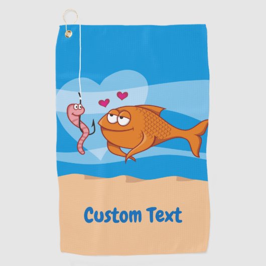 Vis en aas in liefde golfhanddoek (Voorkant)