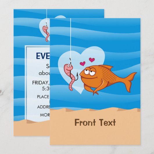 Vis en aas in liefde kaart (Voorkant / Achterkant)