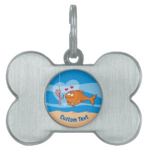 Vis en aas in liefde Pet Name Tag Huisdieren Naamplaatje