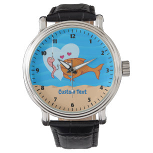 Vis en aas in liefde polshorloge horloge