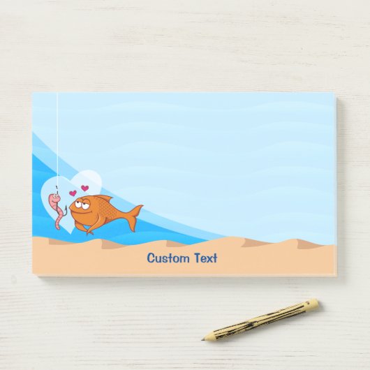 Vis en aas in liefde post-it® notes (Op bureau)