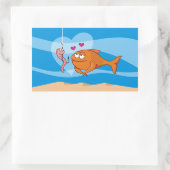 Vis en aas in liefde rechthoekige sticker (Tas)