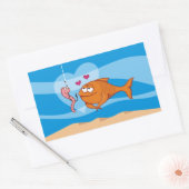 Vis en aas in liefde rechthoekige sticker (Envelop)