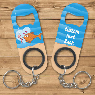 Vis en aas in liefde Sleutelhanger flesopener Mini Flessenopener