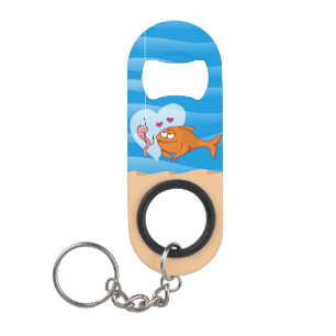 Vis en aas in liefde Sleutelhanger flesopener Mini Flessenopener