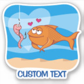 Vis en aas in liefde sticker (Voorkant)
