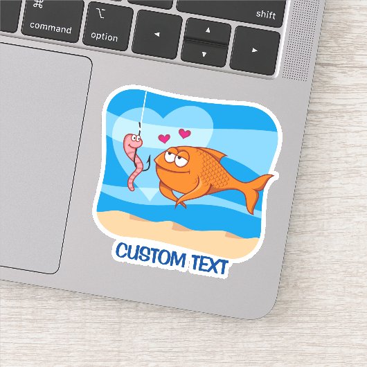 Vis en aas in liefde sticker (Detail)