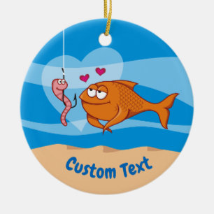 Vis en aas in Love Ceramic Ornament