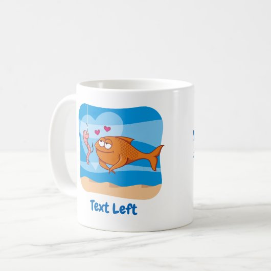 Vis en aas in Love Coffee Mok (Voorkant links)