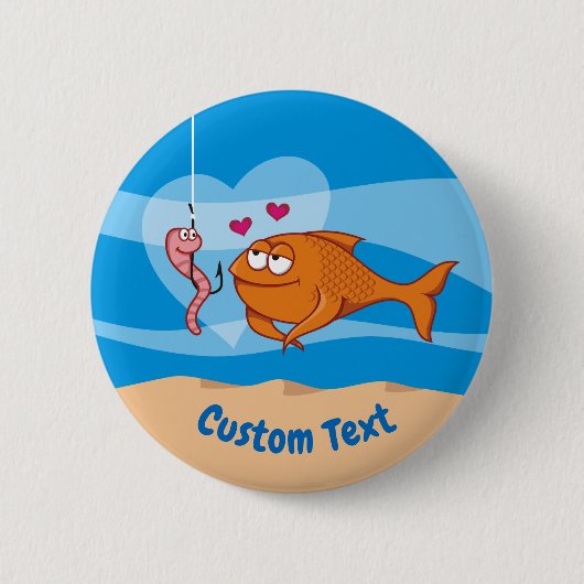 Vis en aas in Love Pinback Button (Voorkant)