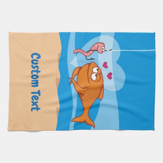 Vis en aas in Love Towel Theedoek (Horizontaal)