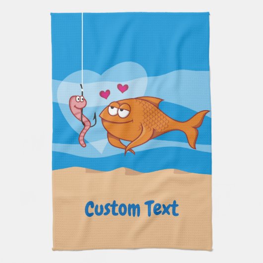 Vis en aas in Love Towel Theedoek (Verticaal)