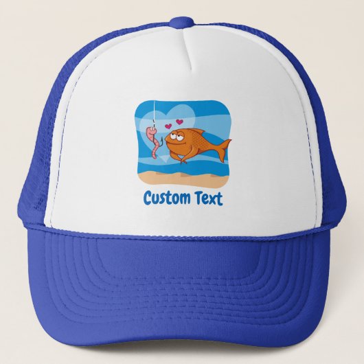 Vis en aas in Love Trucker Hat Pet (Voorkant)