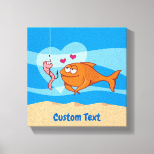 Vis en aas verliefd canvasprint canvas afdruk