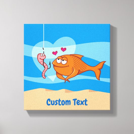 Vis en aas verliefd canvasprint canvas afdruk (Voorkant)