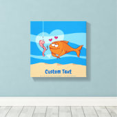 Vis en aas verliefd canvasprint canvas afdruk (Insitu (Houten vloer))