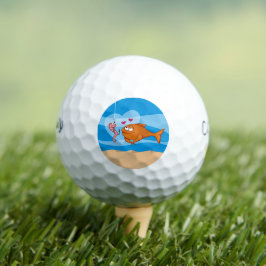 Vis en aas verliefd golfballen