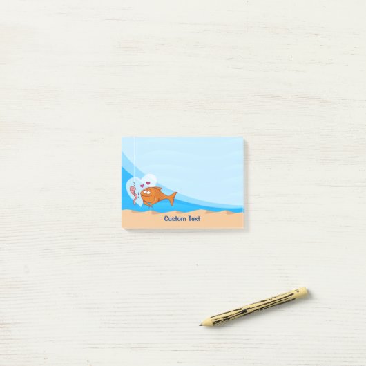 Vis en aas verliefd post-it® notes (Op bureau)