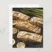 Vis en asperges op grill briefkaart (Voorkant / Achterkant)