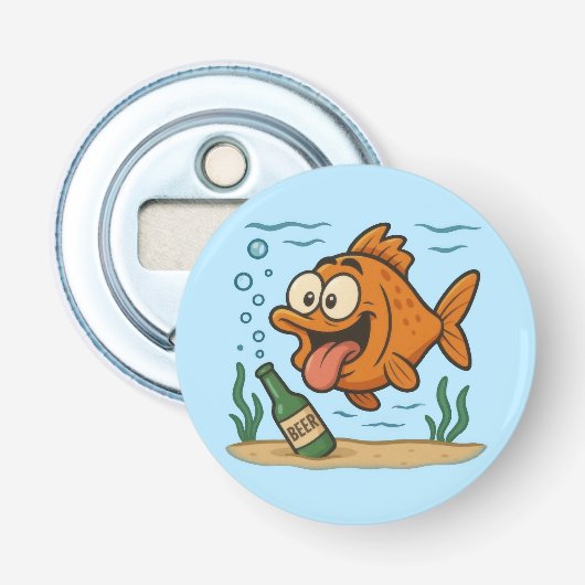Vis en bier button flesopener (Voorkant)