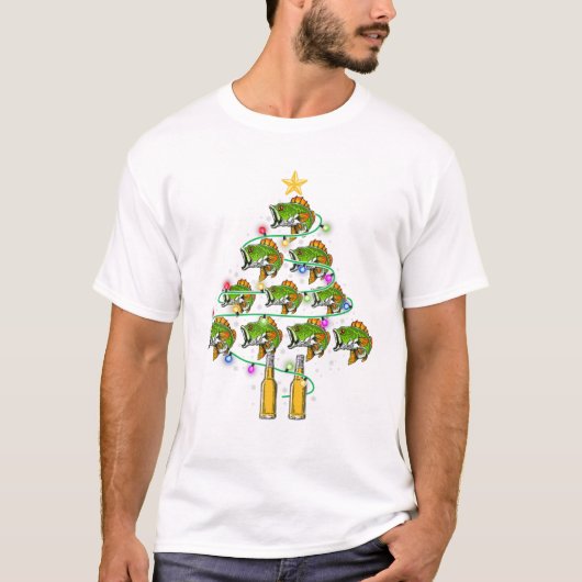 Vis En Bier Kerstboom T-shirt (Voorkant)