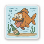 Vis en bier sticker (Voorkant)
