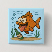Vis en bier vierkante button 5,1 cm (Voorkant)