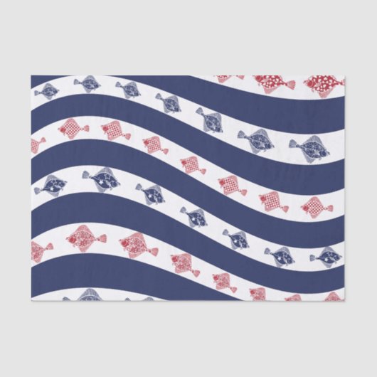 Vis en blauwe strepen tissuepapier (Voorkant)