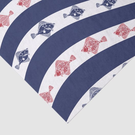 Vis en blauwe strepen tissuepapier (Detail)