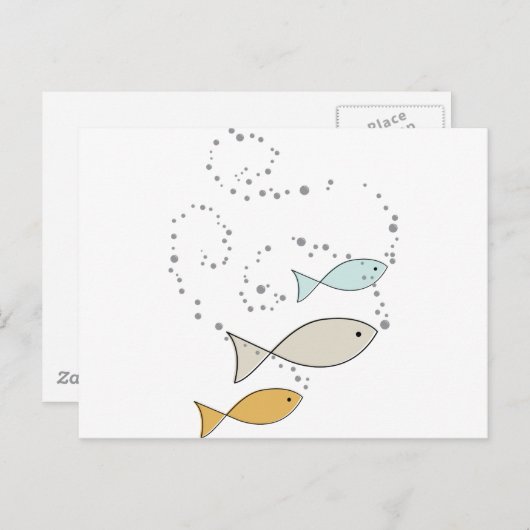 Vis en bubbels briefkaart (Voorkant / Achterkant)