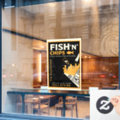 Vis En Chip Cafe Restaurant Zakelijk Raamsticker (Cafe Raam)