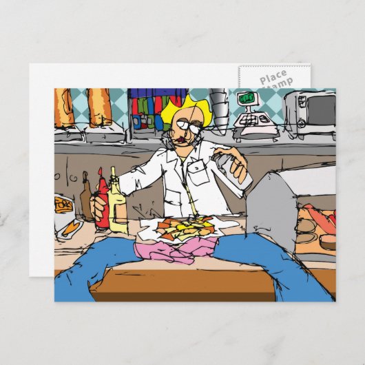 Vis en chips briefkaart (Voorkant / Achterkant)