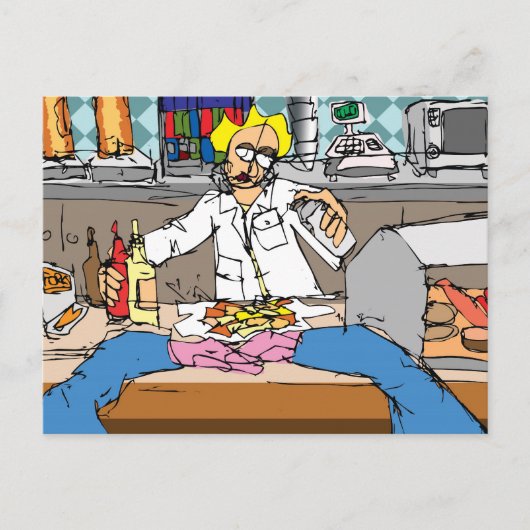 Vis en chips briefkaart (Voorkant)