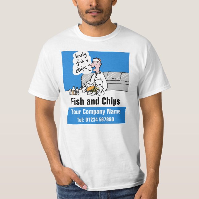 Vis en chips Cartoon om je aan te passen T-shirt (Voorkant)