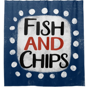 Vis en chips douchegordijn