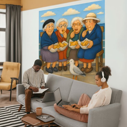 Vis En Chips Ingepakt Canvas Kunstprint Afdruk