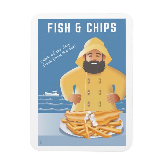 Vis en Chips Magneet (Verticaal)