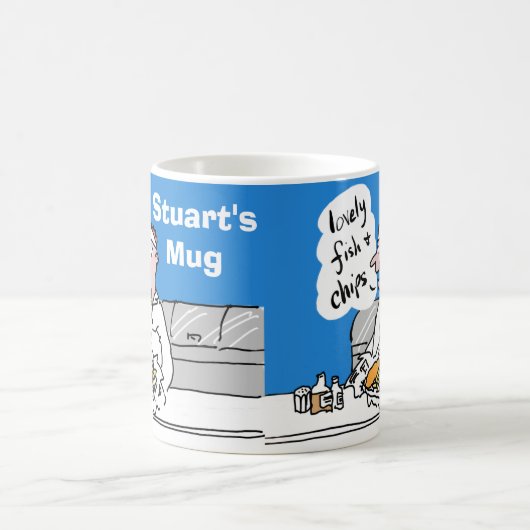 Vis en chips om aan te passen. koffiemok (Center)