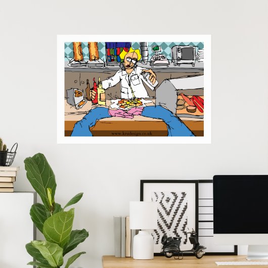 Vis en chips poster (Thuiskantoor)