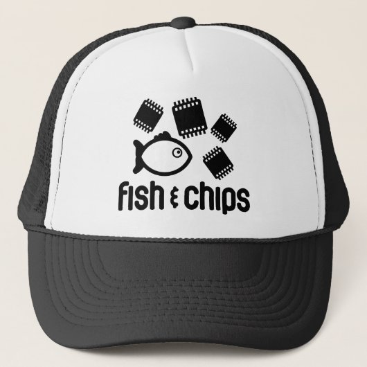 Vis en chips trucker pet (Voorkant)
