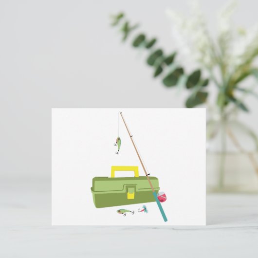 Vis en doos met taarten briefkaart (Staand voorkant)