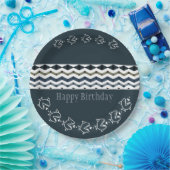 Vis en een gevarieerd patroon van blauwvintonijn o papieren bordje (Feest)