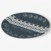 Vis en een gevarieerd patroon van blauwvintonijn o papieren bordje (Gekanteld)