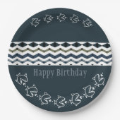 Vis en een gevarieerd patroon van blauwvintonijn o papieren bordje (Voorkant)